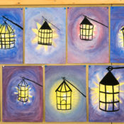 Classroom work at Ringwood Waldorf School - wall of lantern paintings