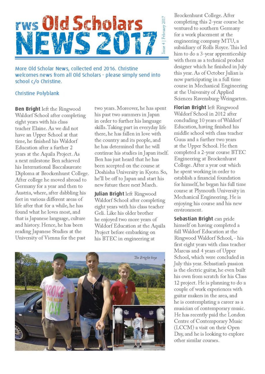 RWS Old Scholars News#4 The Bright family from Ringwood Waldorf School