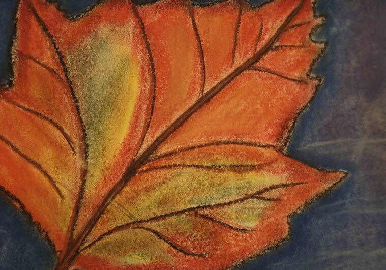 Autumn leaves - painting by Class 8 student at Ringwood Waldorf School